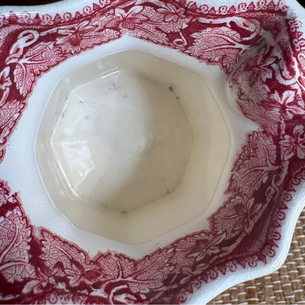 Vintage Mason's Ironstone England Vista Pink Red Transferware Creamer Pitcher